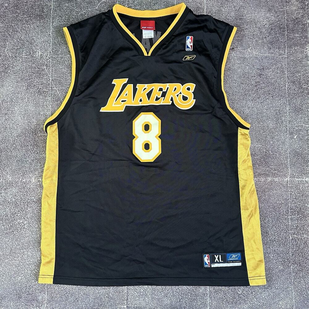 Mens Vintage Y2K Reebok Los Angeles Lakers Kobe Bryant Black Yellow Jersey Sz XL